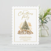 Elegante Kerstboom Goud Wit Gifts Party Kaart (Staand voorkant)