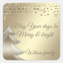 Elegante Kerstboom gouden confetti Vierkante Sticker