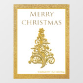 Elegante Kerstboom Gouden Glitter Winkelpui Raamsticker (Vel)