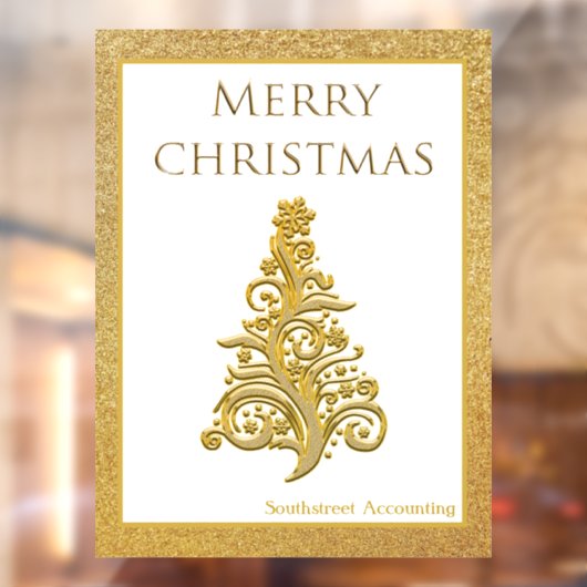 Elegante Kerstboom Gouden Glitter Winkelpui Raamsticker (Vel 2)