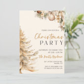 Elegante Kerstboom Gouden Kerstfeest Kaart (Staand voorkant)