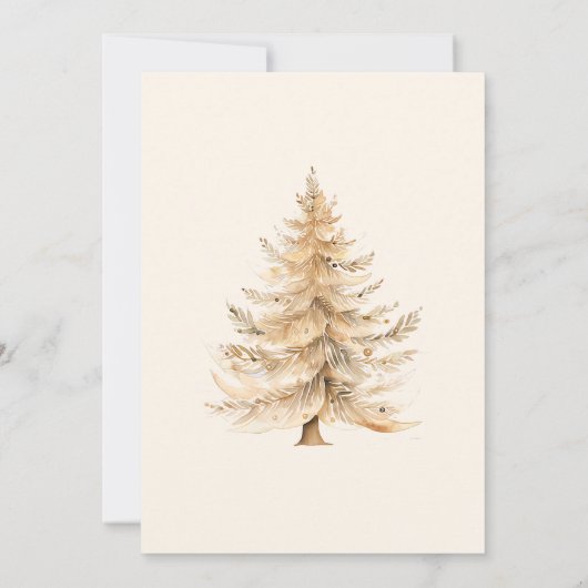 Elegante Kerstboom Gouden Kerstfeest Kaart (Achterkant)
