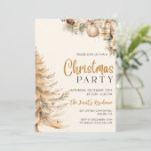 Elegante Kerstboom Gouden Kerstfeest Kaart (Staand voorkant)