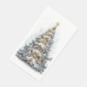 Elegante Kerstboom Gouden Ornamenten Sneeuw Servet (Hoek)