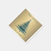 Elegante Kerstboom Groene Gouden Naam Douane Servet (Hoek)