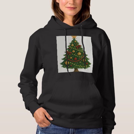 Elegante kerstboom hoodie voor vrouwen | feestelij (Voorkant)