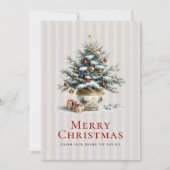 Elegante kerstboom in porseleinen pot feestdagenkaart (Voorkant)