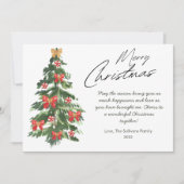 Elegante kerstboom in watercolor plat ontwerp feestdagenkaart (Voorkant)