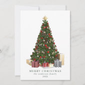 Elegante kerstboom in waterverf  feestdagenkaart (Voorkant)