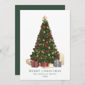 Elegante kerstboom in waterverf  feestdagenkaart (Voorkant / Achterkant)