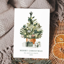 Elegante kerstboom in waterverf niet-foto