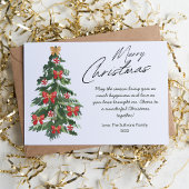 Elegante Kerstboom in waterverf plat ontwerp Feestdagenkaart