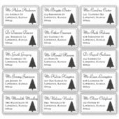 Elegante Kerstboom Individuele Namen Adres Sticker (Voorkant)