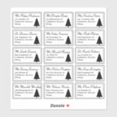 Elegante Kerstboom Individuele Namen Adres Sticker (Vel)