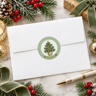 Elegante Kerstboom Kerstmis Ronde Sticker