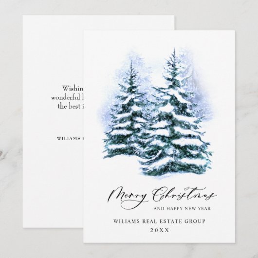 Elegante Kerstboom Kerstmis Zakelijke Groet Feestdagenkaart (Voorkant / Achterkant)