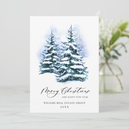 Elegante Kerstboom Kerstmis Zakelijke Groet Feestdagenkaart (Staand voorkant)