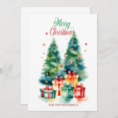 Elegante Kerstboom Kerstvakantie Feestdagenkaart (Voorkant / Achterkant)