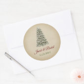 Elegante kerstboom Kraft Paper Wedding Ronde Sticker (Envelop)