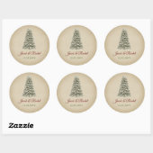 Elegante kerstboom Kraft Paper Wedding Ronde Sticker (Vel)