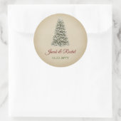 Elegante kerstboom Kraft Paper Wedding Ronde Sticker (Tas)