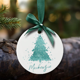 Elegante kerstboom | Luxe Aqua Mint Custom Keramisch Ornament