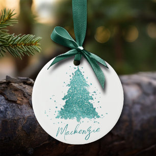 Elegante kerstboom   Luxe Aqua Mint Custom Keramisch Ornament