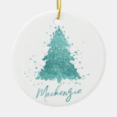 Elegante kerstboom | Luxe Aqua Mint Custom Keramisch Ornament (Voorkant)