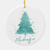 Elegante kerstboom | Luxe Aqua Mint Custom Keramisch Ornament (Achterkant)