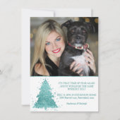 Elegante kerstboom | Luxe Aqua Mint foto Feestdagenkaart (Voorkant)