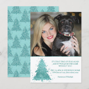 Elegante kerstboom   Luxe Aqua Mint foto Feestdagenkaart