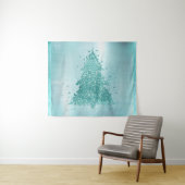 Elegante Kerstboom | Luxe Aqua Mint Spatten Wandkleed (In Situ (horizontaal))