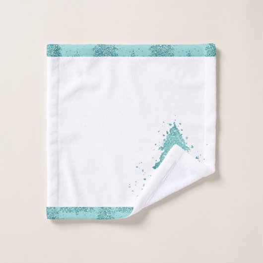 Elegante kerstboom | Luxe Aqua Mint Splatter Bad Handdoek (Wasdoekje)