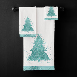 Elegante kerstboom | Luxe Aqua Mint Splatter Bad Handdoek