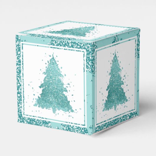 Elegante kerstboom | Luxe Aqua Mint Splatter Bedankdoosjes (Voorkant Zijde)