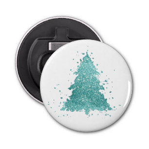 Elegante kerstboom   Luxe Aqua Mint Splatter Button Flesopener