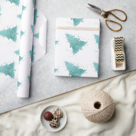 Elegante kerstboom | Luxe Aqua Mint Splatter Cadeaupapier