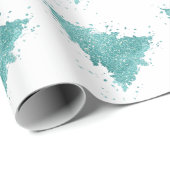 Elegante kerstboom | Luxe Aqua Mint Splatter Cadeaupapier (Rol Hoek)