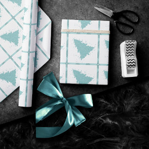 Elegante kerstboom Luxe Aqua Mint Splatter Cadeaupapier