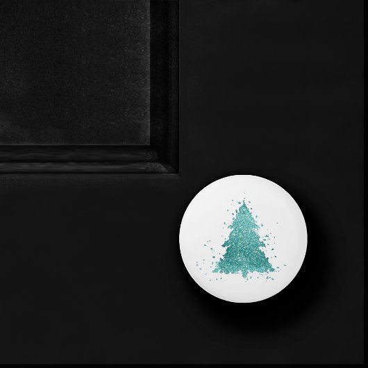 Elegante kerstboom | Luxe Aqua Mint Splatter Keramische Knop
