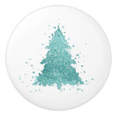 Elegante kerstboom | Luxe Aqua Mint Splatter Keramische Knop (Voorkant)
