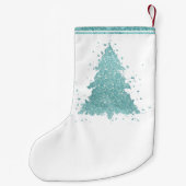 Elegante kerstboom | Luxe Aqua Mint Splatter Kleine Kerstsok (Achterkant)
