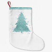 Elegante kerstboom | Luxe Aqua Mint Splatter Kleine Kerstsok (Voorkant)