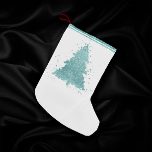 Elegante kerstboom   Luxe Aqua Mint Splatter Kleine Kerstsok