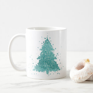Elegante kerstboom Luxe Aqua Mint Splatter Koffiemok