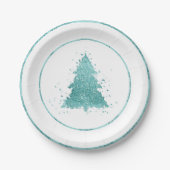 Elegante kerstboom | Luxe Aqua Mint Splatter Papieren Bordje (Voorkant)