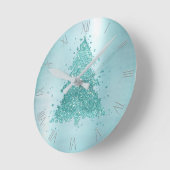 Elegante kerstboom | Luxe Aqua Mint Splatter Ronde Klok (Hoek)