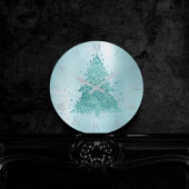 Elegante kerstboom | Luxe Aqua Mint Splatter Ronde Klok