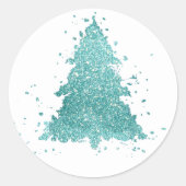 Elegante kerstboom | Luxe Aqua Mint Splatter Ronde Sticker (Voorkant)