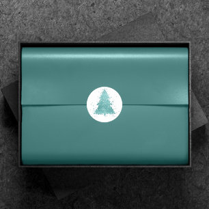 Elegante kerstboom Luxe Aqua Mint Splatter Ronde Sticker